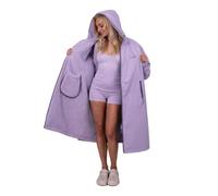 Adults Reversible Oversized Changing Robe Outdoor Womens Fleece Jacket | Showerproof & Wind-Resistant Hooded Coat, Long Sleeves with Two-Way Zip - Swimming, Surfing, Camping, Beach
