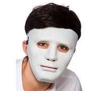 Adults Robot Deluxe White Mask Anonymous Fancy Dress Up Party Costume Accessory