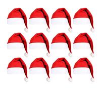 Adults Santa Hat - Pack of 12 - Red Felt Father Christmas Hat with a White Trim and White Bobble - Mens Ladies Christmas Fancy Dress Costume Accessory