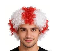 Adults Scottish Rugby Accessory Set, Adults Six Nations Wig, England Afro Wig, Flag Afro Wig, Mens Womens Rugby Sports Team Supporters Fancy Dress Costume Accessory Set (White C)