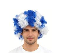 Adults Scottish Rugby Accessory Set, Adults Six Nations Wig, England Afro Wig, Flag Afro Wig, Mens Womens Rugby Sports Team Supporters Fancy Dress Costume Accessory Set (White)