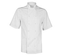 Adults Short Sleeve Chef Jacket Button Up Plain Apron Tunic Cooking Baking Uniform Shirt Men’s Summer Wear Cook Top Women’s Kitchen Restaurant Wear Jacket Plus Size UK S-3XL