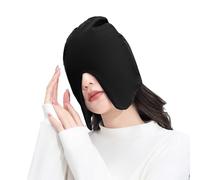 Adults Sleep Cap with Shading Eyes Cover Flaps, Night Slouchy Windproof Breathable Blindfold Skull Beanie Cap Head Warmer Helmet Thermal Sleep Hat Nightcap for Pregnant Women Elderly Black
