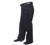 Adults Smart Corduroy Trousers Cords Cotton Office Pants Mens Straight Bottoms Formal Trousers (Black Waist 48"/ Inside Leg 31")