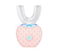 Adults Sonic Electric 360° U-Toothbrush, Auto Deep Clean Teeth Whitening & Gum Care, Rechargeable U-Shape Electric Toothbrush (Pink)