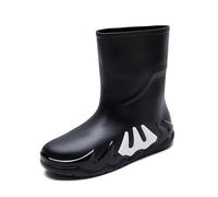 Adults Sports Wellington Boots Women's Glossy Rain Boot Ladies Rubber Festival Eva/PVC Footbed Shoes Black Welly Wellies Easier On Off Good