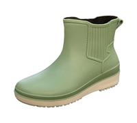 Adults Sports Wellington Boots Women's Glossy Rain Boot Wellies Waterproof Short Fully Rubber Shoes Unisex for Walking Green