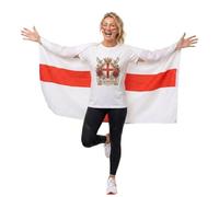 Adults St George’s Day T-Shirt Set with Face Paint Stick and Flag Cape Women’s England Rose Design Outfit for Celebrations Football Events Fancy Dress Patriotic Costume Bundle UK National Day Apparel
