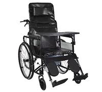 Adults Standard Lightweight Folding Wheelchair - Recliner Mobility Chair with Removable Footrests & Armrests for Bariatric, Elderly, and Disabled Users (F)