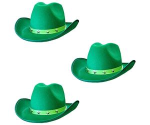 Adults Star-Studded Cowboy Hat - Pack of 1 - Green Felt Cowboy Hat with Star Studs - Wild West Fancy Dress Costume Accessory