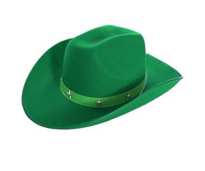 Adults Star Studded Cowboy Hat - Pack of 1 - Green Felt Western Style Hat with Decorative Star Studs - Classic Wild West Fancy Dress Costume Accessory for Parties Festivals Cosplay Cowgirl Events