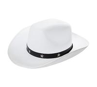 Adults Star-Studded Cowboy Hat - Pack Of 1 - White Felt Cowboy Hat with Star Studs - Wild West Fancy Dress Costume Accessory