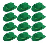 Adults Star Studded Cowboy Hat - Pack of 12 - Green Felt Western Style Hat with Decorative Star Studs - Classic Wild West Fancy Dress Costume Accessory for Parties Festivals Cosplay Cowgirl Events
