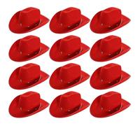 Adults Star Studded Cowboy Hat - Pack of 12 - Red Felt Western Style Hat with Decorative Star Studs - Classic Wild West Fancy Dress Costume Accessory for Parties Festivals Cosplay Cowgirl Events