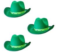 Adults Star-Studded Cowboy Hat - Pack of 24 - Green Felt Cowboy Hat with Star Studs - Wild West Fancy Dress Costume Accessory