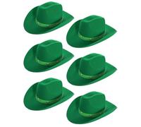 Adults Star Studded Cowboy Hat - Pack of 6 - Green Felt Western Style Hat with Decorative Star Studs - Classic Wild West Fancy Dress Costume Accessory for Parties Festivals Cosplay Cowgirl Events