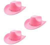 Cowboy Hat Fancy Dress Accessory - Pink Star Studded Cowboy Hat Cowgirl Hats Wild West (Pack of 6)