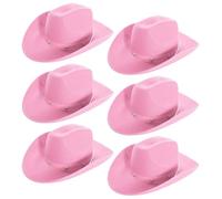 Cowboy Hat Fancy Dress Accessory - Pink Star Studded Cowboy Hat Cowgirl Hats Wild West (Pack of 6)