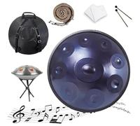 Adults Steel Drum 22 Inches D Minor 432Hz/440Hz - Handpan Drum 9/10/12 Notes, Hand Pan with Stand, Bag and Mallets, Handmade, Handpan for Performance and Audio Production(Deep Purple,440HZ/12Note)