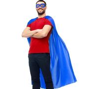 Adults Superhero Cape and Mask, Gifts for Men Women Teen Birthday Halloween Cosplay Costume Party (Blue)