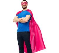 Adults Superhero Cape and Mask, Gifts for Men Women Teen Birthday Halloween Cosplay Costume Party (Pink)