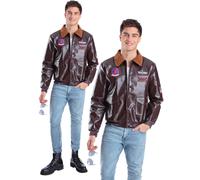 Adults Top Gun Licensed Faux Leather Jacket Official Mens 80s Fancy Dress