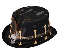 Adults Top Hat Black Voodoo Style Bones Skull Halloween Fancy Dress Accessory