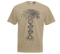 Adults Tree of Life DNA Human Genetic Code Sacred Symbol Unisex Khaki T-Shirt [M]