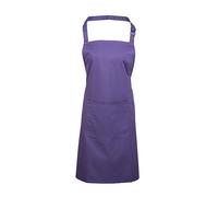 Adults/Unisex Plain Polycotton Bib Apron With Pocket - Various Colours Available (Purple)