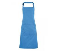 Adults/Unisex Plain Polycotton Bib Apron With Pocket - Various Colours Available (Sapphire)