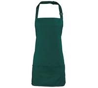 Adults/Unisex SHORT Polycotton 2 in 1 Waist Apron with Bib and Pockets - Cafe/Restaurant/Bar/Pub (Bottle)