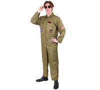 Adults VE Day Pilots Aviator Costume Air Pilot Jumpsuit Men Costume Green Jump Suit Fancy Dress Outfit Halloween Party Cosplay Outfit for Men - XX-Large
