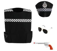 Adults Village Super-Cop Costume - X-Large - Police Vest, Police Hat with Badge, Sunglasses, Plastic Toy Gun - Mens Policeman Comedy Movie Icon Fancy Dress Costume