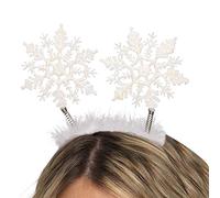 Adults White Glitter Snowflake Headbopper Headband Christmas Fancy Dress Frozen Party Accessory