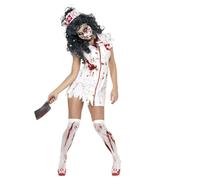 Adults White & Red Zombie Nurse Fancy Dress Costume