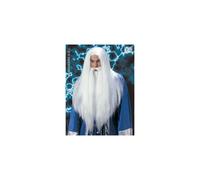 Adult's White Wizard Wig, Beard & Moustache - wig wizard magician beard uk gandalf one size farbe wei gre uni material polyester new seller stock
