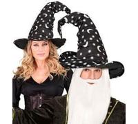 Adults Witch Wizard Hat Moon Stars Black Halloween Fancy Dress Costume Accessory