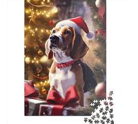 Adults Wooden Jigsaw Beagle Christmas 1000 Pieces of Jigsaw Puzzles Rectangular Puzzle Intellectual Development Game 1000pcs (75x50cm)