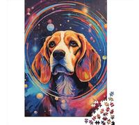 Adults Wooden Jigsaw Beagle Dog In The Galaxy 1000 Pieces of Jigsaw Puzzles Rectangular Puzzle Intellectual Development Game 1000pcs (75x50cm)