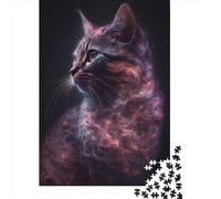 Adults Wooden Jigsaw Dreamy Cat 1000 Pieces of Jigsaw Puzzles Rectangular Puzzle Intellectual Development Game 1000pcs (75x50cm)