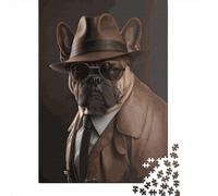 Adults Wooden Jigsaw French Bulldog 1000 Pieces of Jigsaw Puzzles Rectangular Puzzle Intellectual Development Game 1000pcs (75x50cm)