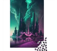 Adults Wooden Jigsaw Futuristic_City_Building 1000 Pieces of Jigsaw Puzzles Rectangular Puzzle Intellectual Development Game 1000pcs (75x50cm)