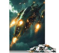 Adults Wooden Jigsaw Puzzle 1000 Pieces Green Spaceship in Flight Puzzle Leisure Creative Games Toys Puzzles 1000pcs (75x50cm)