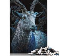 Adults Wooden Jigsaw Puzzle 500 Pieces Cute Art Goat Puzzle Leisure Creative Games Toys Puzzles 500pcs (52x38cm)