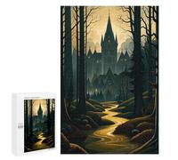 Adults Wooden Puzzles for Home Decor, Unique Shaped A Dark and Mysterious Gothic Castle Puzzle with Exquisite Box, Personalized Wooden Jigsaw 1000 PCS for Family Game Gift, Travel, Art Decor