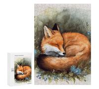 Adults Wooden Puzzles for Home Decor, Unique Shaped A Sleeping Fox Puzzle with Exquisite Box, Personalized Wooden Jigsaw 300 PCS for Family Game Gift, Travel, Art Decor