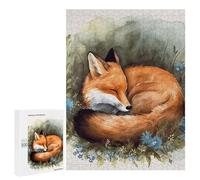 Adults Wooden Puzzles for Home Decor, Unique Shaped A Sleeping Fox Puzzle with Exquisite Box, Personalized Wooden Jigsaw 500 PCS for Family Game Gift, Travel, Art Decor