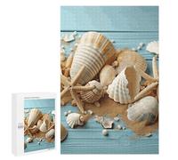 Adults Wooden Puzzles for Home Decor, Unique Shaped Beach Theme Seashells Puzzle with Exquisite Box, Personalized Wooden Jigsaw 1000 PCS for Family Game Gift, Travel, Art Decor