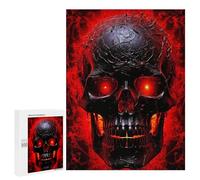 Adults Wooden Puzzles for Home Decor, Unique Shaped Black and Red Skull Puzzle with Exquisite Box, Personalized Wooden Jigsaw 500 PCS for Family Game Gift, Travel, Art Decor