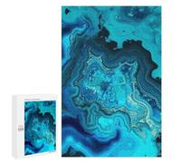 Adults Wooden Puzzles for Home Decor, Unique Shaped Bright Aqua Blue Turquoise Puzzle with Exquisite Box, Personalized Wooden Jigsaw 1000 PCS for Family Game Gift, Travel, Art Decor